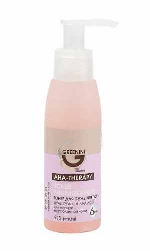 GREENINI тонер д/сужения пор hyaluronic&acha acid  aha-therapy 100мл